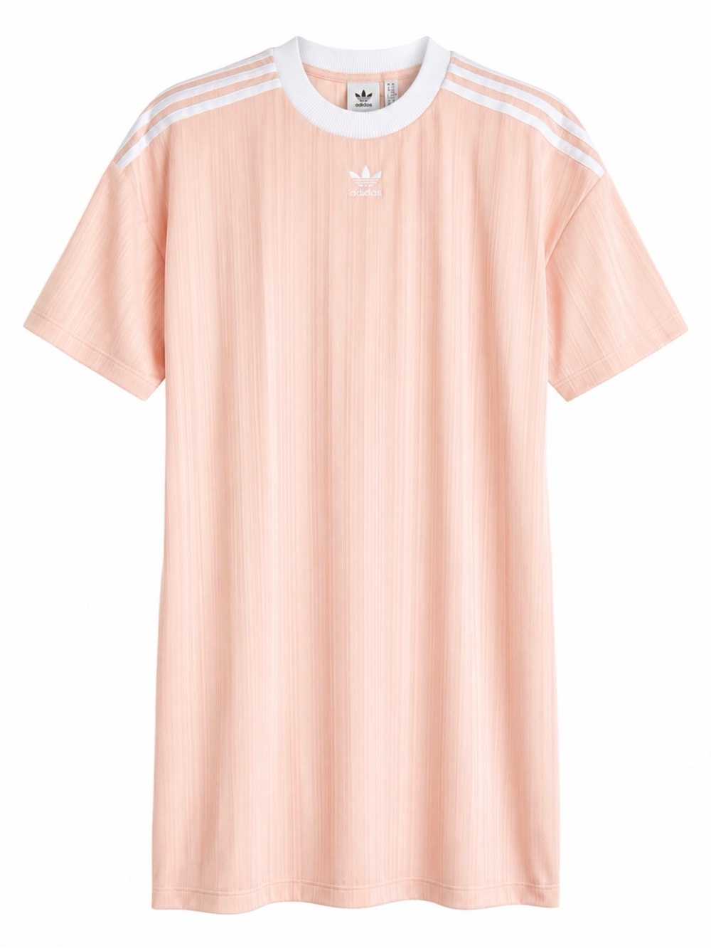 adidas Peach Pink Short Sleeve Tee Dress with White Stripes